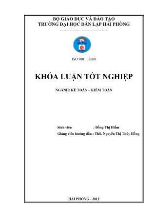 Khóa luận Hoàn thiện tổ chức công tác kế toán vốn bằng tiền tại chi nhánh Sài Gòn Vina Star - Đồng Thị Hiếm