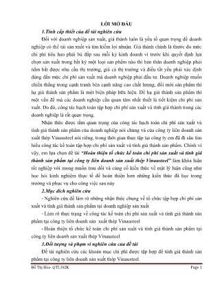 Khóa luận Hoàn thiện tổ chức kế toán chi phí sản xuất và tính giá thành sản phẩm tại công ty liên doanh sản xuất thép Vinausteel