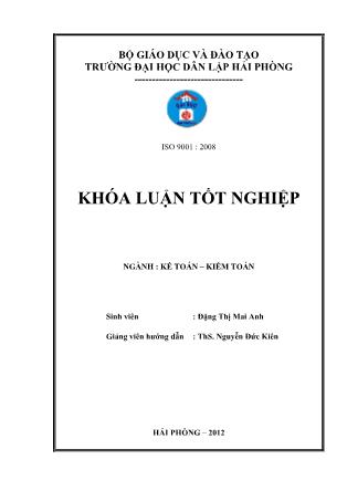 Khóa luận Hoàn thiện tổ chức kế toán chi phí sản xuất và tính giá thành sản phẩm tại công ty TNHH nhựa Ngọc Hải