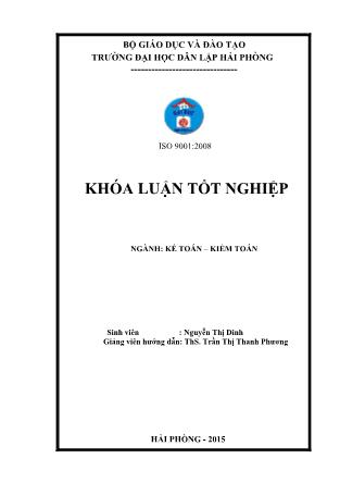 Khóa luận Hoàn thiện tổ chức kế toán doanh thu, chi phí và xác định kết quả kinh doanh tại Công ty TNHH Thương Mại Song Thắng - Nguyễn Thị Dinh