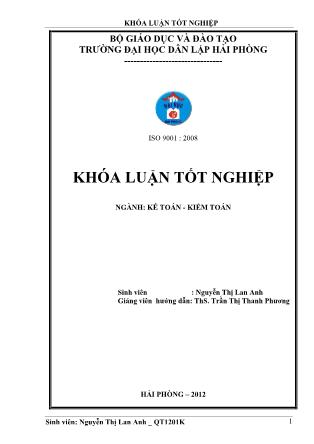 Khóa luận Hoàn thiện tổ chức kế toán doanh thu, chi phí và xác định kết quả kinh doanh tại công ty TNHH đóng tàu PTS Hải Phòng - Nguyễn Thị Lan Anh