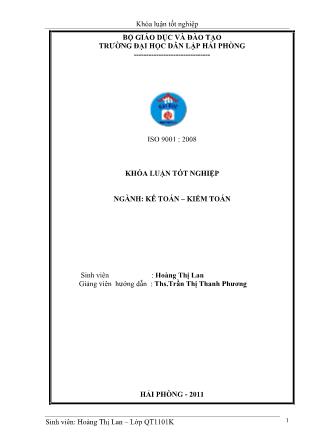 Khóa luận Hoàn thiện tổ chức kế toán doanh thu, chi phí và xác định kết quả kinh doanh tại công ty vận tải quốc tế Nhật Việt