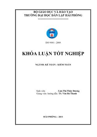 Khóa luận Hoàn thiện tổ chức kế toán nguyên vật liệu tại Công ty TNHH MTV than Nam Mẫu-Vinacomin - Lưu Thị Thùy Dương