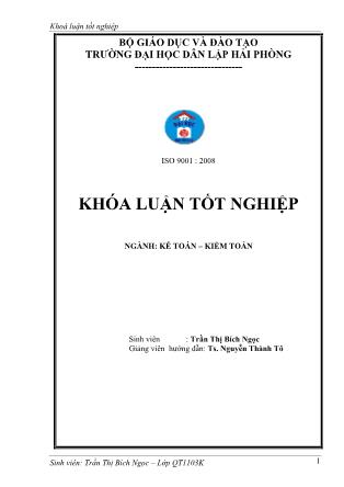 Khóa luận Hoàn thiện tổ chức kế toán tập hợp chi phí sản xuất và tính giá thành sản phẩm tại công ty cổ phẩn xuất khẩu thủy sản 2 Quảng Ninh - Trần Thị Bích Ngọc