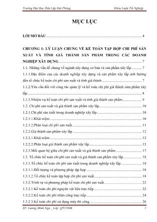 Khóa luận Hoàn thiện tổ chức kế toán tập hợp chi phí và tính giá thành tại Công ty TNHH một thành viên Thanh Niên