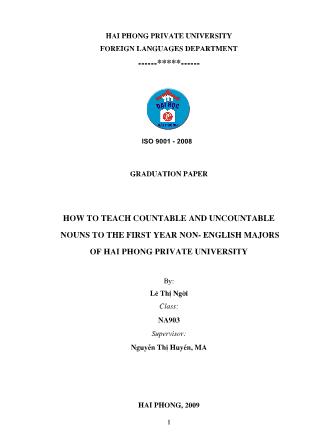Khóa luận How to teach countable and uncountable nouns to the first year non-English majors of Hai Phong private university