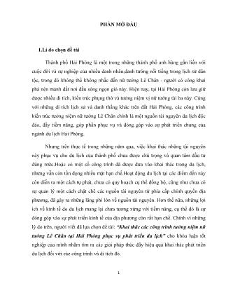 Khóa luận Khai thác các công trình tưởng niệm nữ tướng Lê Chân tại Hải Phòng phục vụ phát triển du lịch