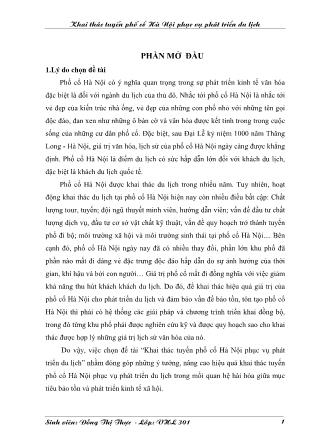 Khóa luận Khai thác tuyến phố cổ Hà Nội phục vụ phát triển du lịch - Đồng Thị Thực