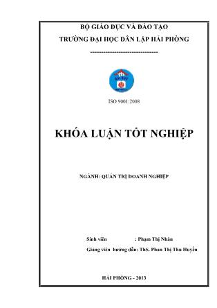 Khóa luận Một số biện pháp cải thiện tình hình tài chính tại công ty TNHH thương mại Dương Hưng - Phạm Thị Nhân