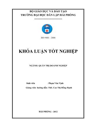 Khóa luận Một số biện pháp nâng cao hiệu kinh doanh tại công ty TNHH may xuất khẩu Minh Thành - Phạm Văn Vịnh