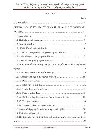 Khoá luận Một số biện pháp nâng cao hiệu quả nguồn nhân lực tại công ty cổ phần công nghệ môi trường và điện lạnh Hồng Anh - Bùi Công Nam