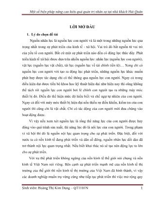 Khóa luận Một số biện pháp nâng cao hiêu quả quản trị nhân sự tại nhà khách Hải Quân - Hoàng Thị Kim Dung