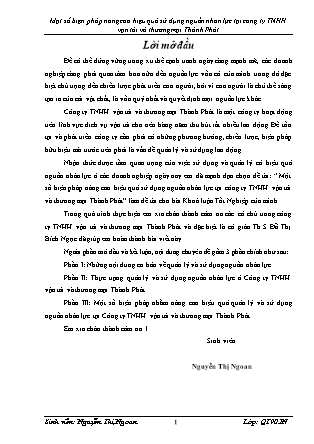 Khóa luận Một số biện pháp nâng cao hiệu quả sử dụng nguồn nhân lực tại công ty TNHH vận tải và thương mại Thành Phát