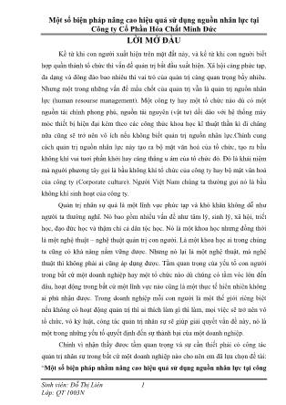 Khóa luận Một số biện pháp nâng cao hiệu quả sử dụng nguồn nhân lực tại Công ty Cổ Phần Hóa Chất Minh Đức