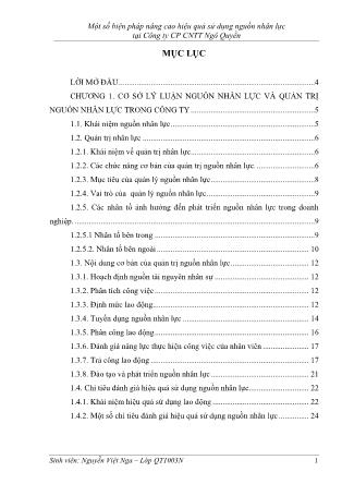 Khóa luận Một số biện pháp nâng cao hiệu quả sử dụng nguồn nhân lực tại Công ty CP CNTT Ngô Quyền - Nguyễn Việt Nga