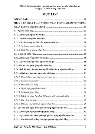 Khóa luận Một số biện pháp nâng cao hiệu quả sử dụng nguồn nhân lực tại Công ty Cổ phần Cảng Vật Cách - Nguyễn Thị Thoan