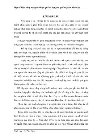 Khóa luận Một số biện pháp nâng cao hiệu quả sử dụng và quản nguồn nhân lực - Lê Thu Hiền