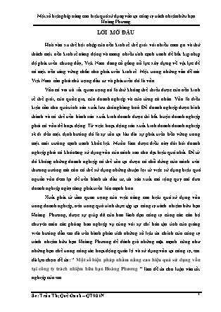 Khóa luận Một số biện pháp nâng cao hiệu quả sử dụng vốn tại công ty trách nhiệm hữu hạn Hoàng Phương - Trần Thị Quế Oanh
