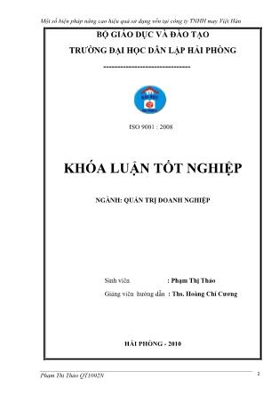 Khóa luận Một số biện pháp nâng cao hiệu quả sử dụng vốn tại công ty TNHH may Việt Hàn - Phạm Thị Thảo