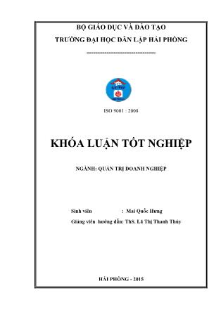 Khóa luận Một số biện pháp nhằm cải thiện tình hình tài chính tại công ty cổ phần cảng Nam Hải - Mai Quốc Hưng