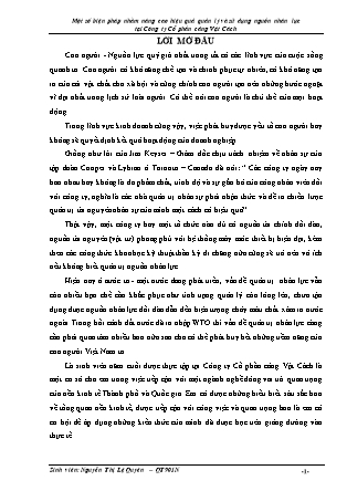 Khóa luận Một số biện pháp nhằm nâng cao hiệu quả quản lý và sử dụng nguồn nhân lực tại Công ty Cổ phần cảng Vật Cách - Nguyễn Thị Lệ Quyên