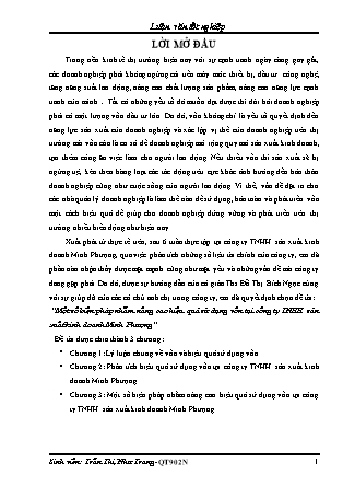 Khóa luận Một số biện pháp nhằm nâng cao hiệu quả sử dụng vốn tại công ty TNHH sản xuất kinh doanh Minh Phượng - Trần Thị Như