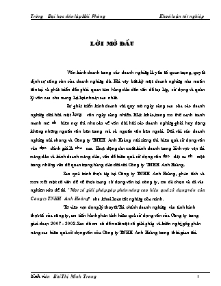 Khóa luận Một số giải pháp góp phần nâng cao hiệu quả sử dụng vốn của Công ty TNHH Anh Hoàng - Bùi Thị Minh Trang