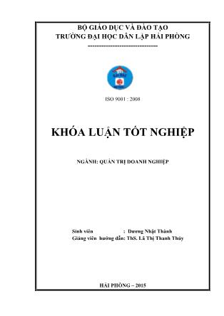 Khóa luận Một số giải pháp marketing để nâng cao hiệu quả hoạt động sản xuất kinh doanh tại công ty cổ phần cảng Nam Hải - Dương Nhật Thành