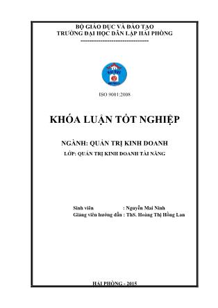 Khóa luận Một số giải pháp marketing nhằm thúc đẩy hoạt động kinh doanh của khách sạn level thuộc công ty cổ phần đầu tư và du Lịch LV - Nguyễn Mai Ninh