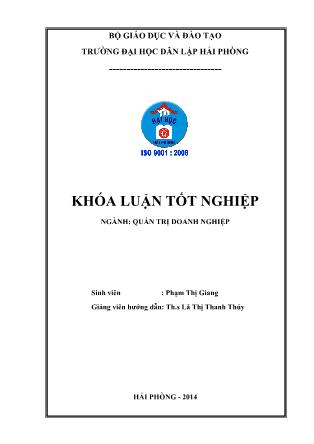 Khóa luận Một số giải pháp marketing thúc đẩy tình hình tiêu thụ sản phẩm tại công ty TNHH Lan Phố - Phạm Thị Giang