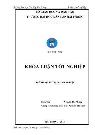 Khóa luận Một số giải pháp nâng cao hiệu quả công tác quản lý lao động tại công ty TNHH may xuất khẩu Minh Thành - Nguyễn Thị Nhung