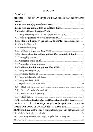 Khóa luận Một số giải pháp nâng cao hiệu quả hoạt động sản xuất kinh doanh của công ty Cổ phần Thương mại-Vận tải Thuý Anh