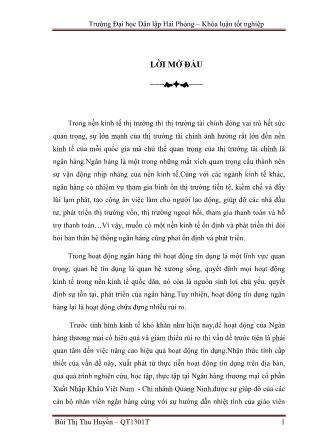 Khóa luận Một số giải pháp nâng cao hiệu quả hoạt động tín dụng tại Ngân hàng Thương mại cổ phần Xuất Nhập Khẩu Việt Nam–Chi nhánh Quảng Ninh