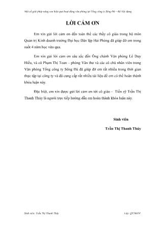 Khóa luận Một số giải pháp nâng cao hiệu quả hoạt động văn phòng tại Tổng công ty Sông Đà–Bộ Xây dựng