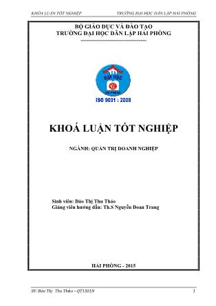 Khóa luận Một số giải pháp nâng cao hiệu quả sử dụng vốn kinh doanh tại công ty cổ phần cảng Nam Hải - Đào Thị Thu Thảo