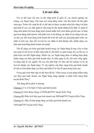 Khóa luận Một số giải pháp nhằm góp phần nâng Hiện trạng và giải pháp nhằm nâng cao hiệu quả kinh doanh của Ngân hàng nông nghiệp và phát triển nông thôn huyện Kiến Thuỵ - Nguyễn Thị Hòa