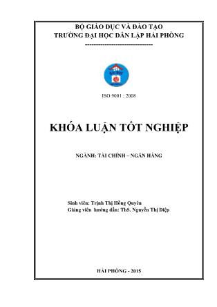 Khóa luận Một số giải pháp nhằm nâng cao hiệu quả hoạt động tín dụng tại ngân hàng nông nghiệp và phát triển nông thôn Việt Nam-Chi nhánh Kỳ sơn Hải Phòng