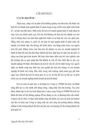 Khóa luận Một số giải pháp nhằm thu hút khách du lịch quốc tế tại Công ty TNHH Du lịch An Bình