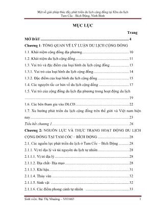 Khóa luận Một số giải pháp thúc đẩy phát triển du lịch cộng đồng tại Khu du lịch Tam Cốc-Bích Động, Ninh Bình - Bùi Thị Nhường