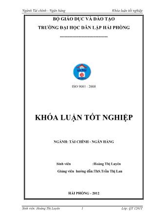 Khóa luận Nâng cao chất lượng huy động vốn tại chi nhánh ngân hàng nông nghiệp và phát triển nông thôn quận Dương Kinh - Hoàng Thị Luyên