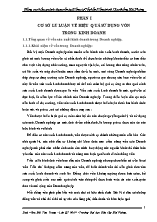 Khóa luận Nâng cao hiệu quả sử dụng vốn tại Công ty Cổ phần Công trình Giao thông Hải Phòng - Bùi Thu Trang