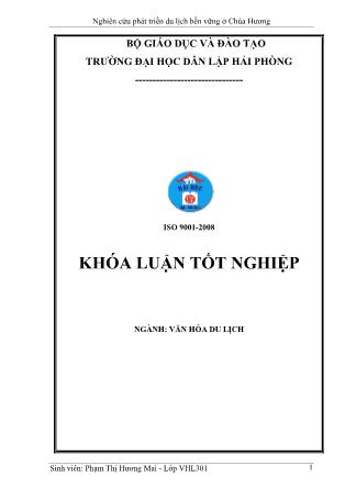 Khóa luận Nghiên cứu phát triển du lịch bền vững ở Chùa Hương - Phạm Thị Hương Mai