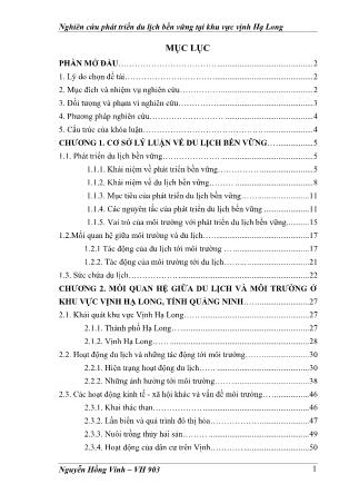 Khóa luận Nghiên cứu phát triển du lịch bền vững tại khu vực vịnh Hạ Long - Nguyễn Hồng Vinh
