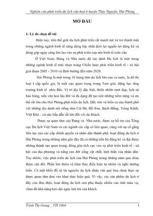 Khóa luận Nghiên cứu phát triển du lịch văn hoá ở huyện Thủy Nguyên, Hải Phòng - Trịnh Thị Giang