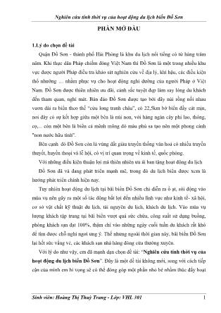 Khóa luận Nghiên cứu tính thời vụ của hoạt động du lịch biển Đồ Sơn - Hoàng Thị Thùy Trang