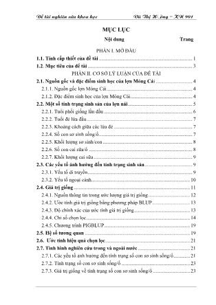 Khóa luận Nghiên cứu xác định giá trị giống để nâng cao tính trạng số con sơ sinh sống/ổ đối với nhóm lợn Móng Cái tổng hợp bằng chương trình PIGBLUP - Vũ Thị Hường