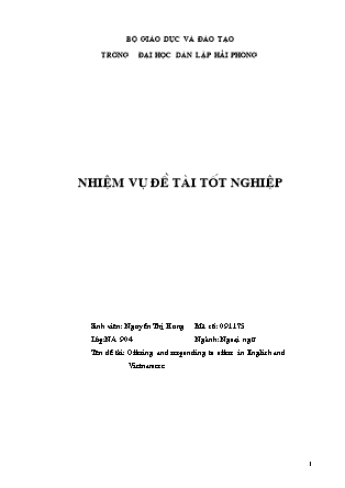 Khóa luận Offering and responding to offers in English and Vietnamese - Nguyen Thi Huong