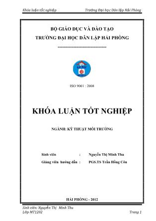 Khóa luận Phân tích đánh giá tải trọng ô nhiễm của nước thải tái chế giấy làng nghề Yên Phong-Bắc Ninh và đề xuất công nghệ xử lý Phù Hợp - Nguyễn Thị Minh Thu