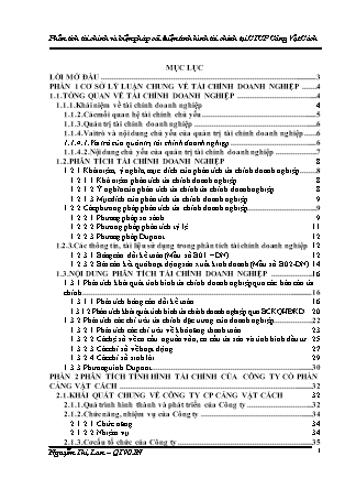 Khóa luận Phân tích tài chính và biện pháp cải thiện tình hình tài chính tại CTCP Cảng Vật Cách - Nguyễn Thị Lan