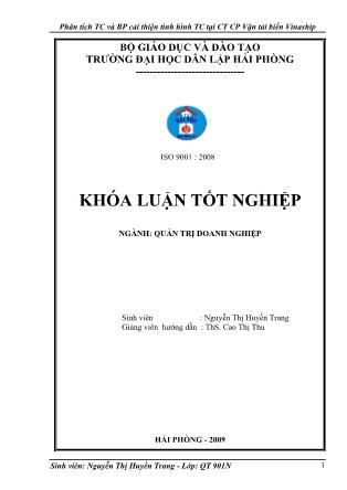 Khóa luận Phân tích tài chính và biện pháp cải thiện tình hình tài chính tại công ty cổ phần vận tải biển Vinaship - Nguyễn Thị Huyền Trang